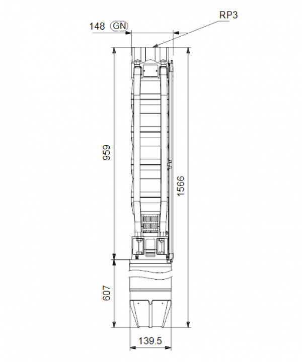 Габариты скважинного насоса Grundfos SP 46-6