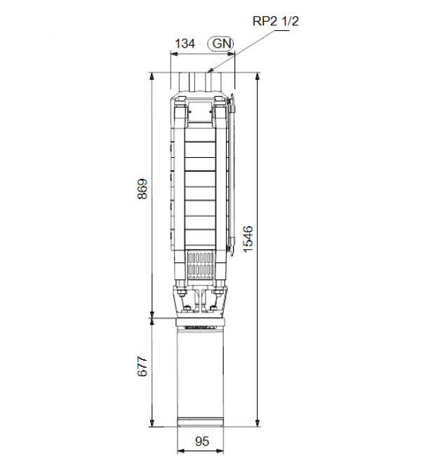 Габариты скважинного насоса Grundfos SP 17-10N