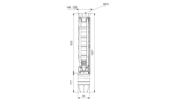 Габариты скважинного насоса Grundfos SP 46-5N