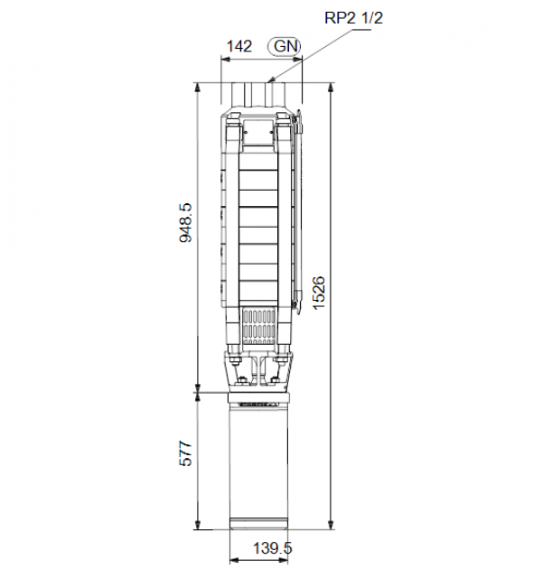 Габариты скважинного насоса Grundfos SP 17-11N
