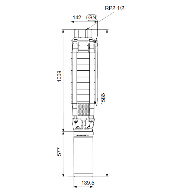 Габариты скважинного насоса Grundfos SP 17-12N