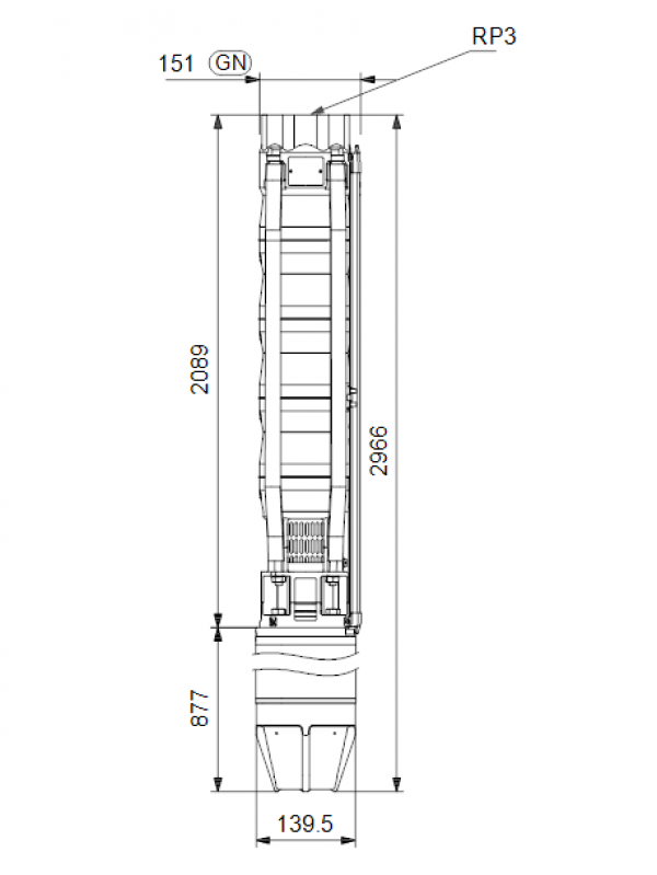  Габариты скважинного насоса Grundfos SP 46-16
