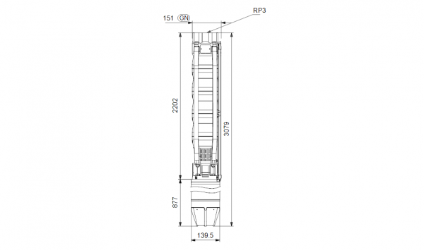  Габариты скважинного насоса Grundfos SP 46-17