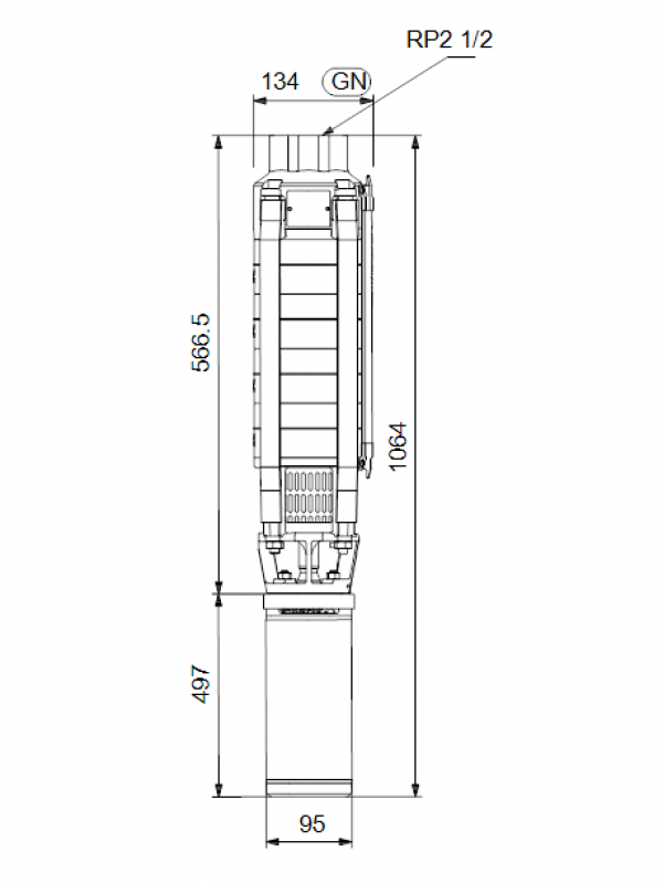Габариты скважинного насоса Grundfos SP 17-5