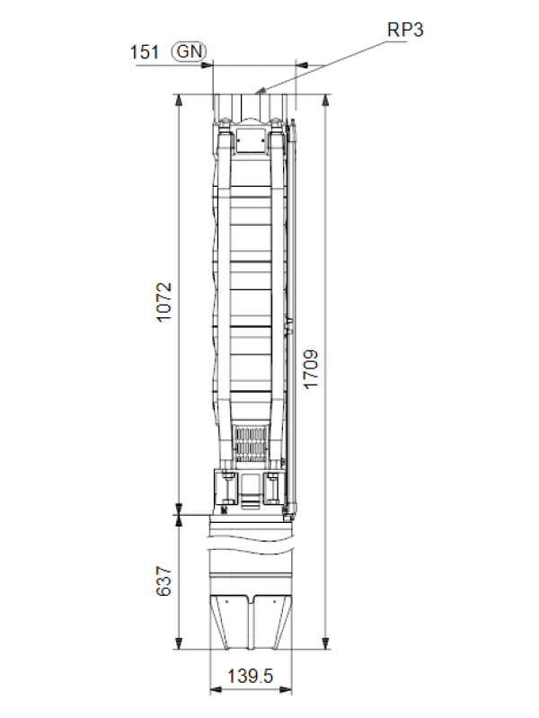  Габариты скважинного насоса Grundfos SP 46-7N