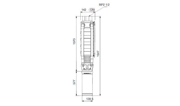 Габариты скважинного насоса Grundfos SP 17-13N