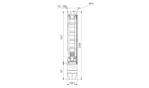  Габариты скважинного насоса Grundfos SP 46-12N
