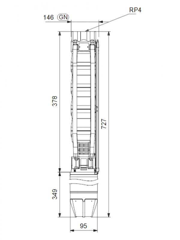  Габариты скважинного насоса Grundfos SP 60-1-A