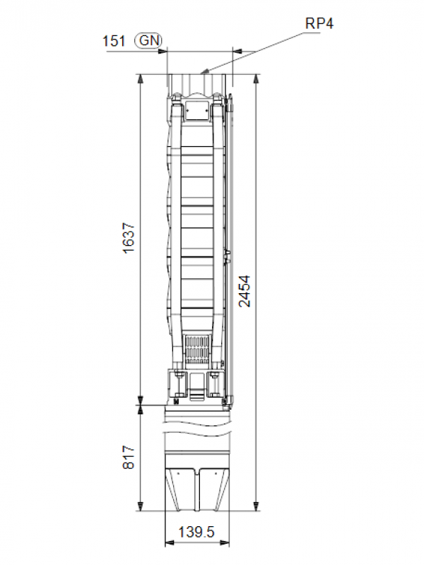 Габариты скважинного насоса Grundfos SP 60-12