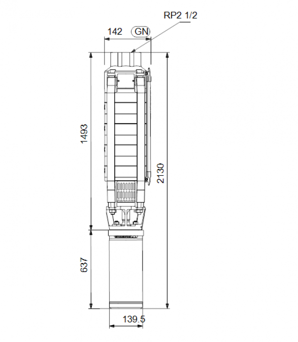 Габариты скважинного насоса Grundfos SP 17-20