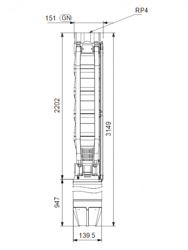 Габариты скважинного насоса Grundfos SP 60-17