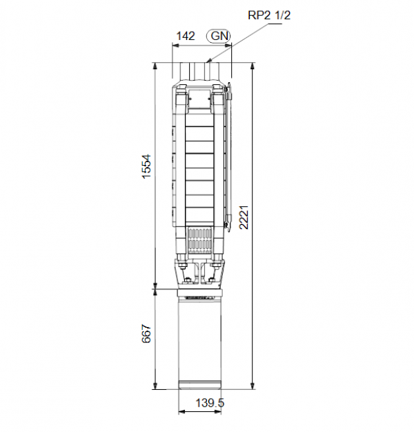 Габариты скважинного насоса Grundfos SP 17-21