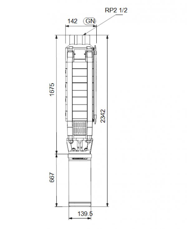 Габариты скважинного насоса Grundfos SP 17-23N