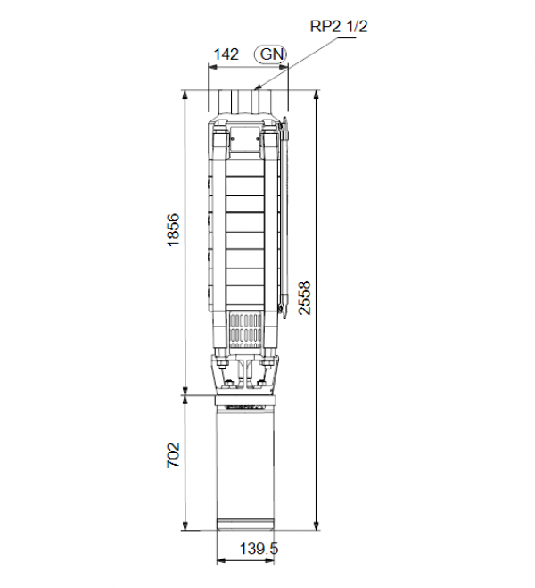 Габариты скважинного насоса Grundfos SP 17-26N