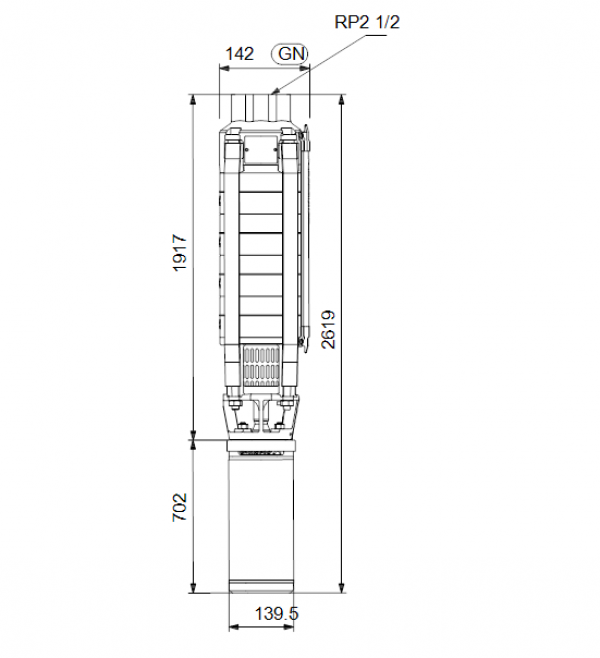 Габариты скважинного насоса Grundfos SP 17-27N