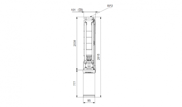  Габариты скважинного насоса Grundfos SP 9-36N