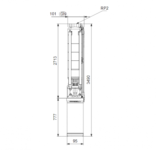 Габариты скважинного насоса Grundfos SP 11-33