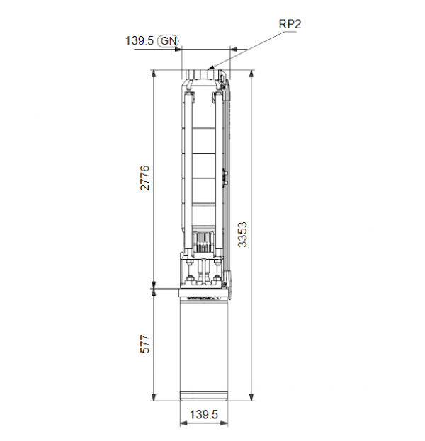 Габариты скважинного насоса Grundfos SP 11-33