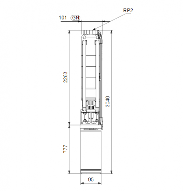 Габариты скважинного насоса Grundfos SP 14-27