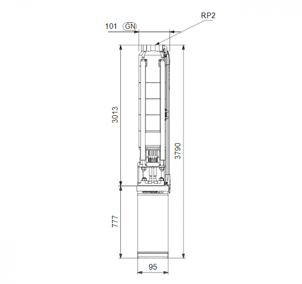 Габариты скважинного насоса Grundfos SP 11-37