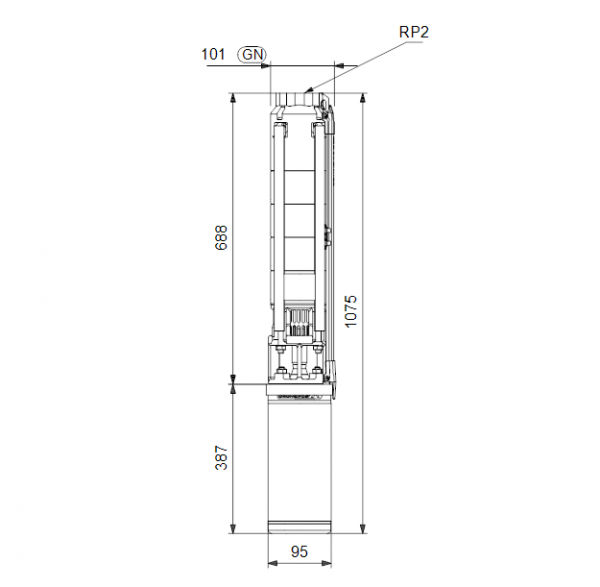 Габариты скважинного насоса Grundfos SP 14-6