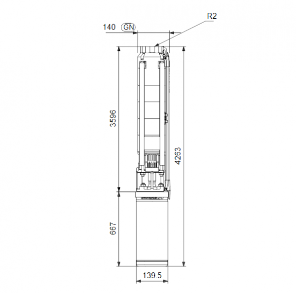Габариты скважинного насоса Grundfos SP 9-60