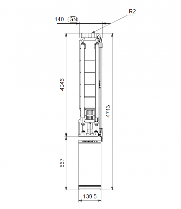 Габариты скважинного насоса Grundfos SP 9-69