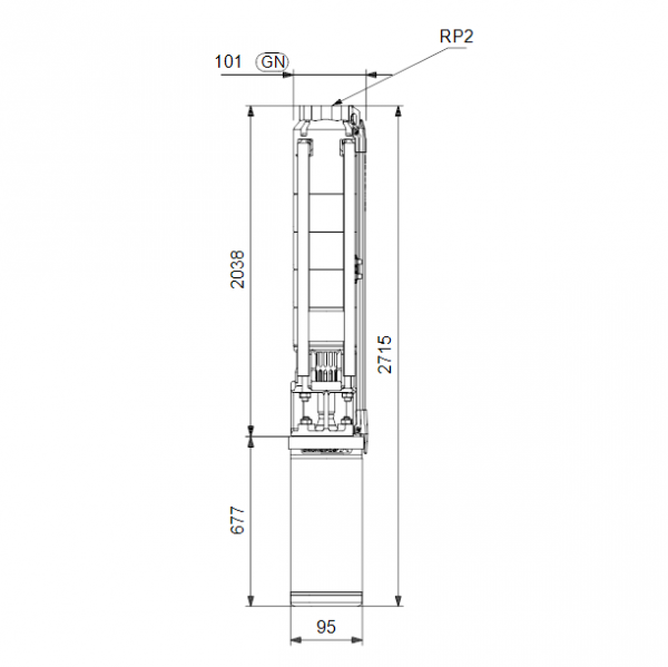 Габариты скважинного насоса Grundfos SP 11-24