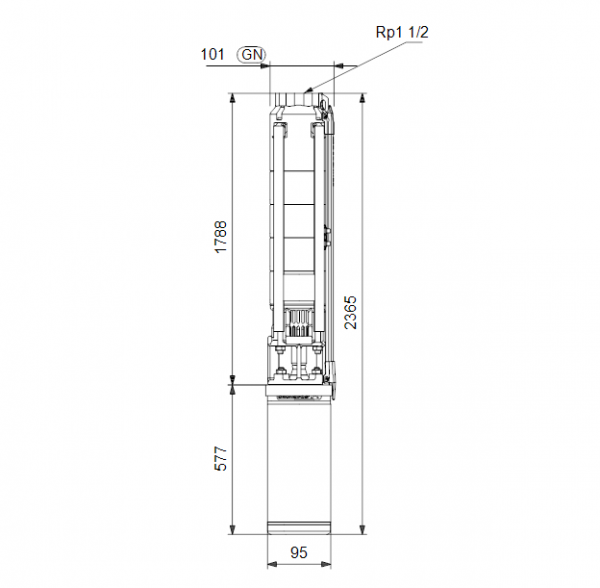 Габариты скважинного насоса Grundfos SP 7-31