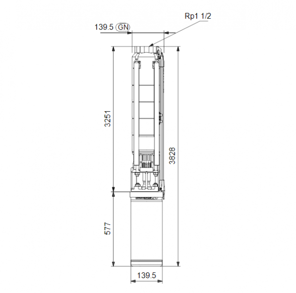 Габариты скважинного насоса Grundfos SP 7-71