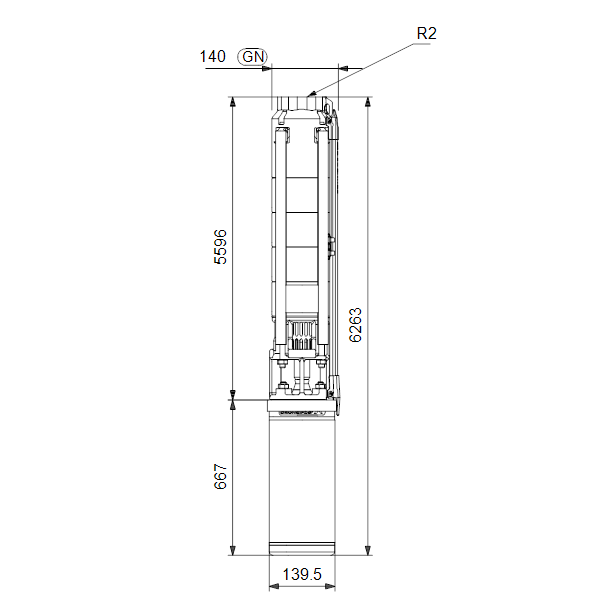  Габариты скважинного насоса Grundfos SP 7-100