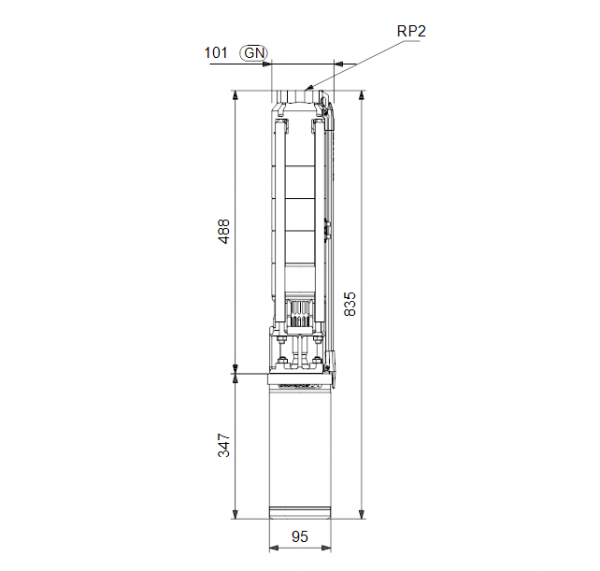Габариты скважинного насоса Grundfos SP 9-5