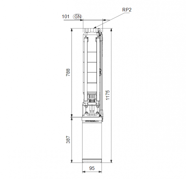 Габариты скважинного насоса Grundfos SP 9-11