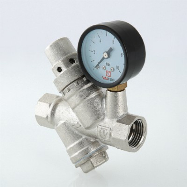 Валтек VT.082.N 3/4" редуктор давления с фильтром и манометром, Valtec