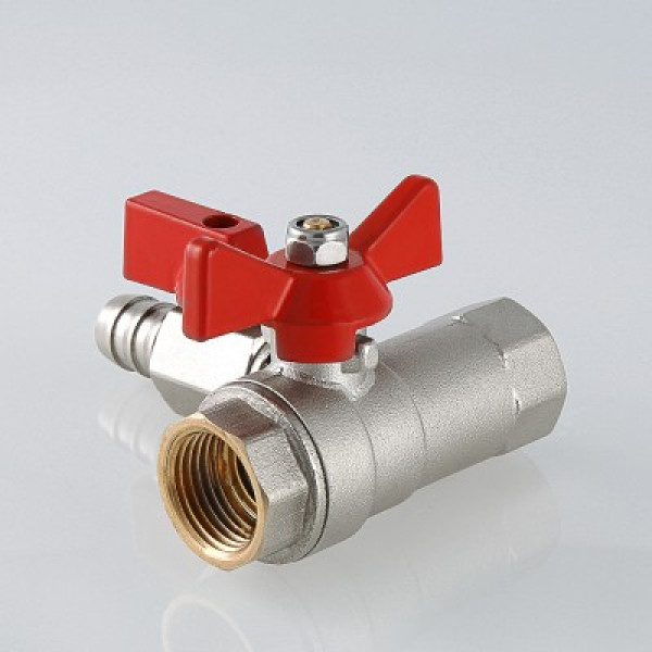 Кран шаровой Валтек VT.248.N.04 с обратным клапаном и дренажом, Ду 15, Valtec