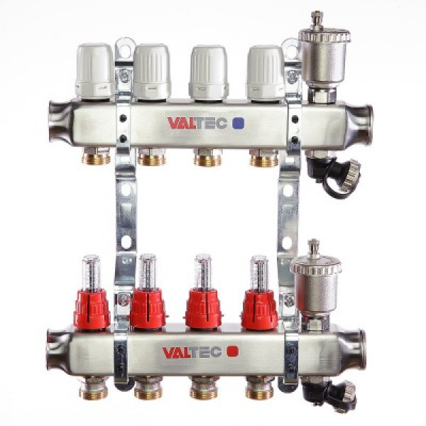 Коллекторный блок Валтек VTc.586.EMNX, 1", 4 x 3/4", Valtec