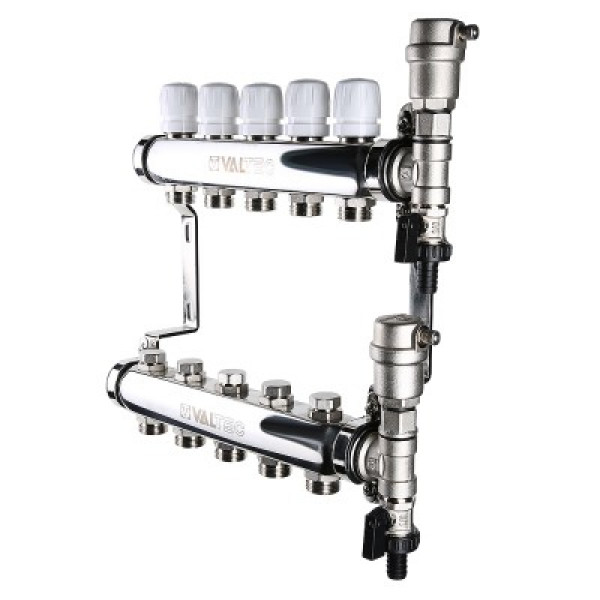 Коллекторный блок Валтек VTc.588.EMNX, 1", 9 x 3/4", Valtec
