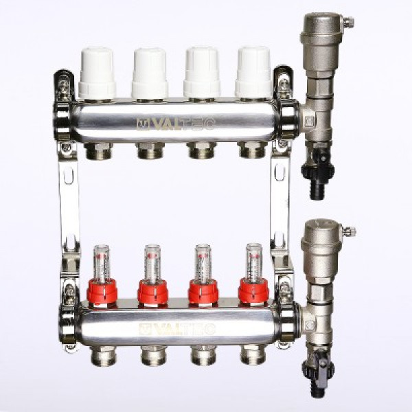 Коллекторный блок Валтек VTc.589.EMNX, 1", 6 x 3/4", Valtec
