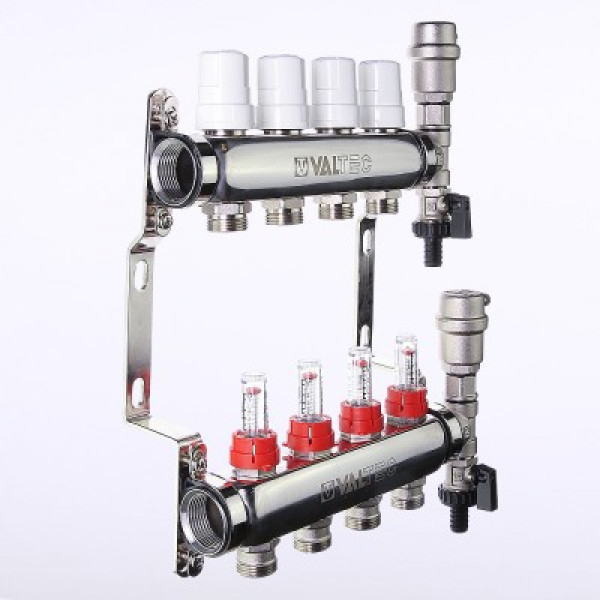 Коллекторный блок Валтек VTc.589.EMNX, 1", 6 x 3/4", Valtec