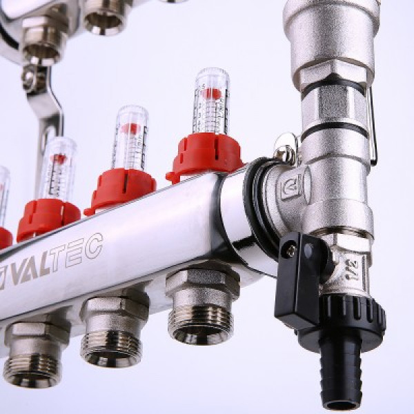 Коллекторный блок Валтек VTc.589.EMNX, 1", 5 x 3/4", Valtec