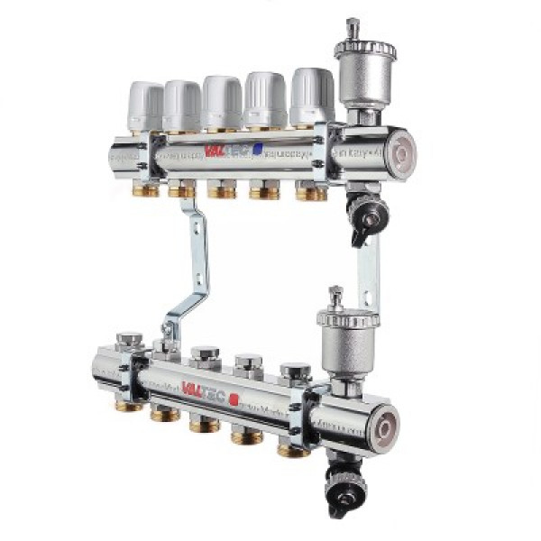 Коллекторный блок Валтек VTc.594.EMNX, 1", 7 x 3/4", Valtec