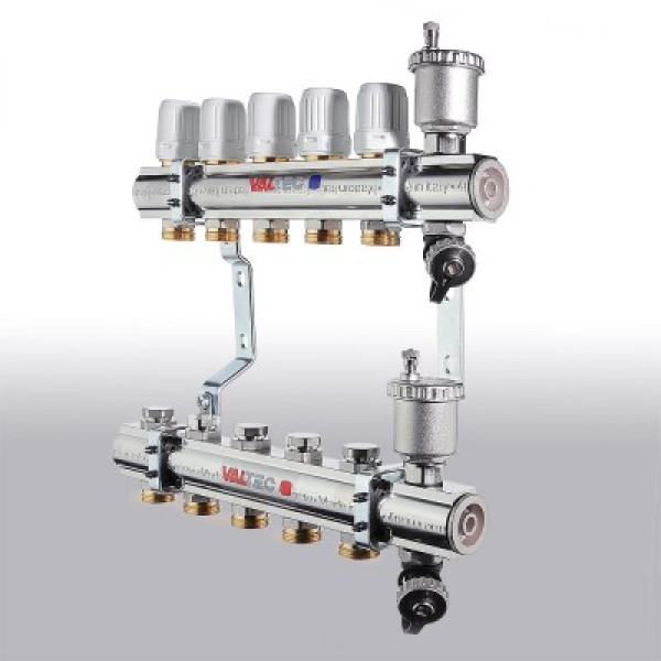 Коллекторный блок Валтек VTc.594.EMNX, 1", 4 x 3/4", Valtec