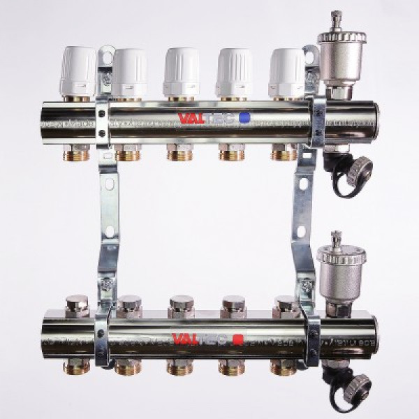 Коллекторный блок Валтек VTc.594.EMNX, 1", 7 x 3/4", Valtec