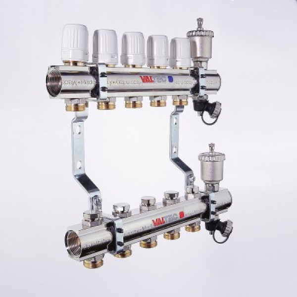Коллекторный блок Валтек VTc.594.EMNX, 1", 7 x 3/4", Valtec