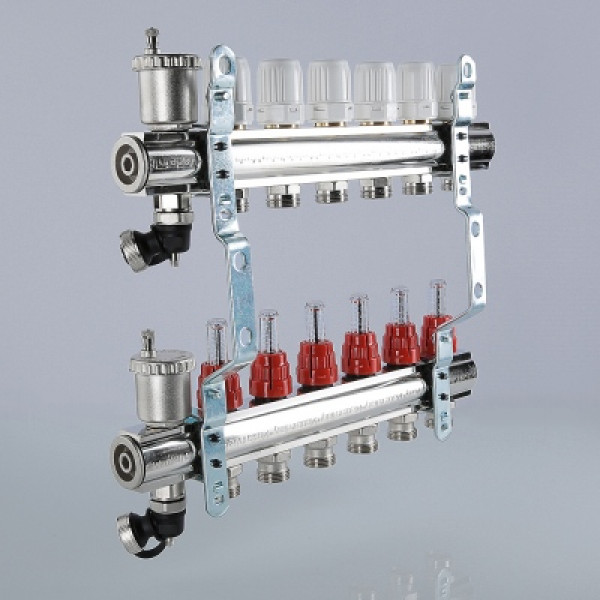 Коллекторный блок Валтек VTc.596.EMNX, 1 1/4", 8 x 3/4", Valtec