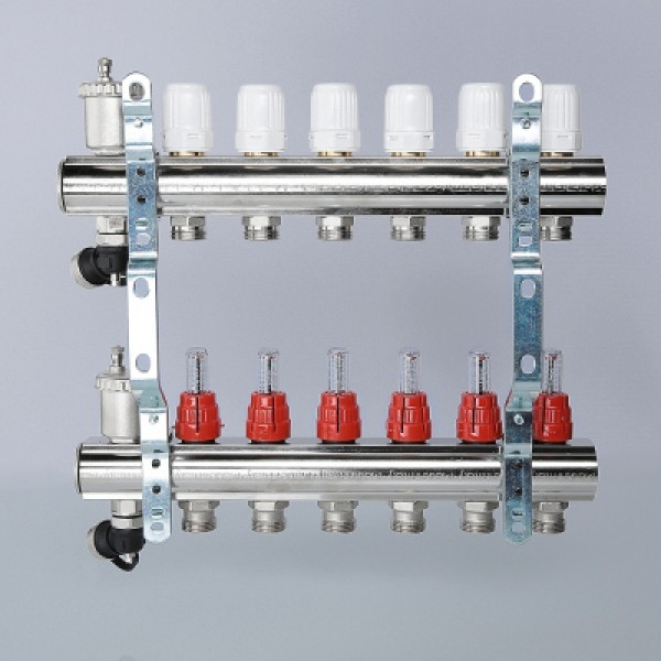 Коллекторный блок Валтек VTc.596.EMNX, 1 1/4", 8 x 3/4", Valtec