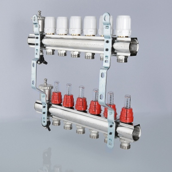 Коллекторный блок Валтек VTc.596.EMNX, 1 1/4", 7 x 3/4", Valtec