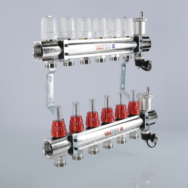 Коллекторный блок Валтек VTc.596.EMNX, 1", 11 x 3/4", Valtec