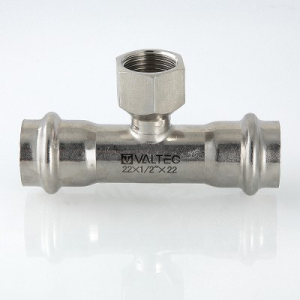 Валтек VTi.932.I фитинг из нержавеющей стали – пресс-тройник, 15 мм х 1/2", Valtec