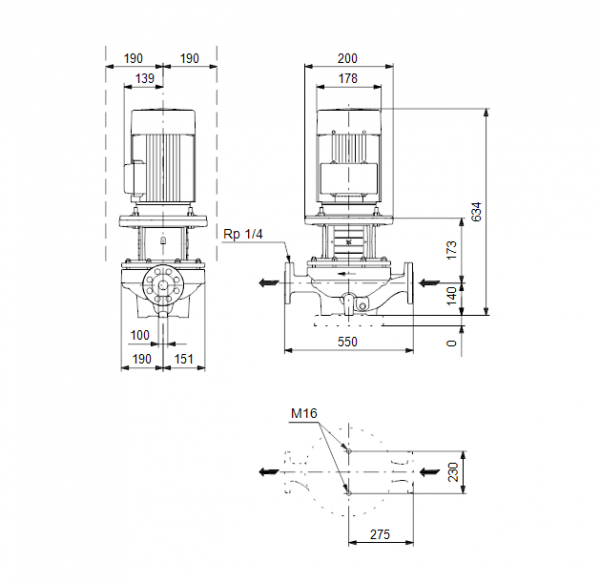 Габариты центробежного насоса Grundfos TP 100-70/4 BQQE
